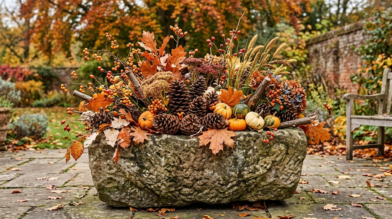 Paired Autumn Planters for Symmetry